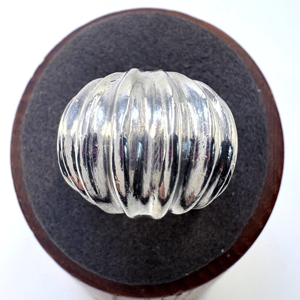 VTG Sterling Silver 925 Modernist Scalloped Design Band Ring Size 6.75